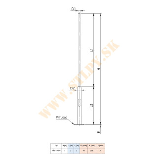 Stožiar SVP3 ZN + príruba  3m-20kg-108/60mm s mont. otvorom