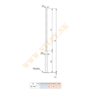 Stožiar BVP3 ZN+ príruba 3m-18kg-89/60mm  na solár sv.
