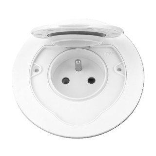 OR-GM-9030/W zapustená zásuvka, okrúhla, IP55, 1x2P+E /biela/