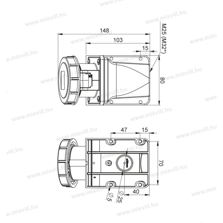 IRAV-165 16A IP 67 5.pol. zás. nástenná 406609V