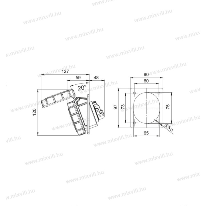 IBAV-324 32A IP 67 4.pol. zás. panelová 406519V MeteCEE