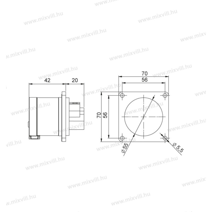 IBDV 165 16A/5P panel. vidlica 406209V MeteCEE