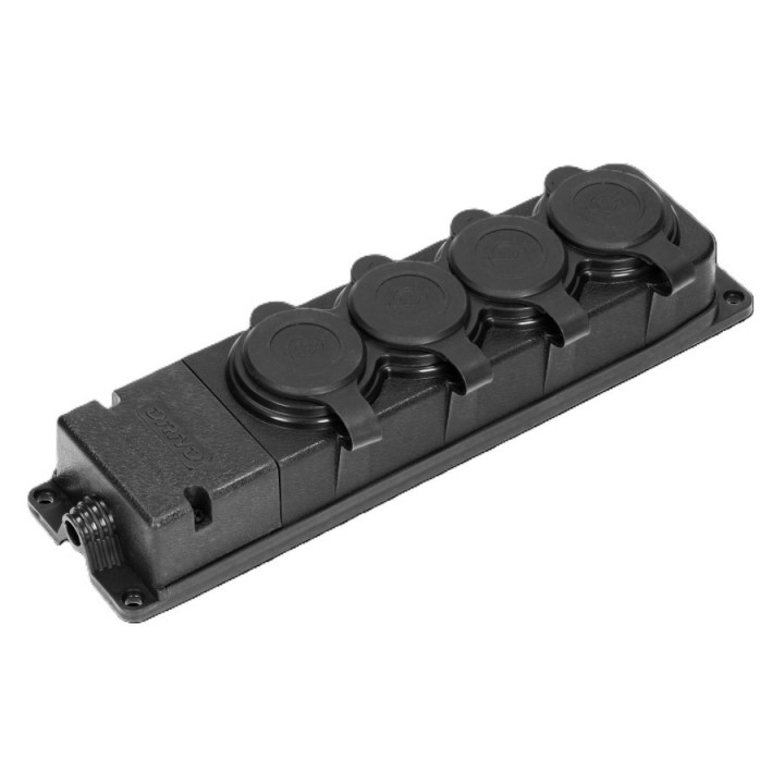 OR-AE-13167 predlž.zás,guma, IP44, 4 zásuvky, ohňovzdorné púzdro