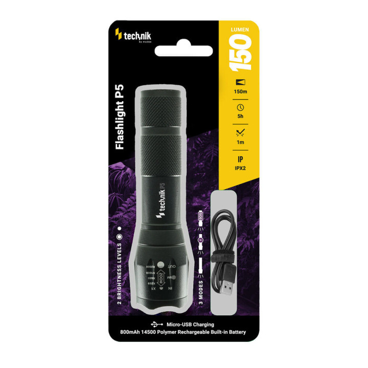 MT-P5 ruč. sv.  XPE LED + micro USB 150lm