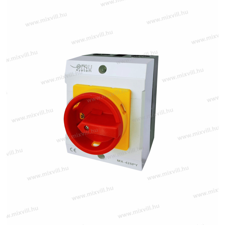 MX 425PY 4x25A IP65 ON-OFF 4pol v krabici žlto čer.páčka